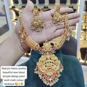 RS Jewellers Artificial Temple Jewelry Necklace Set